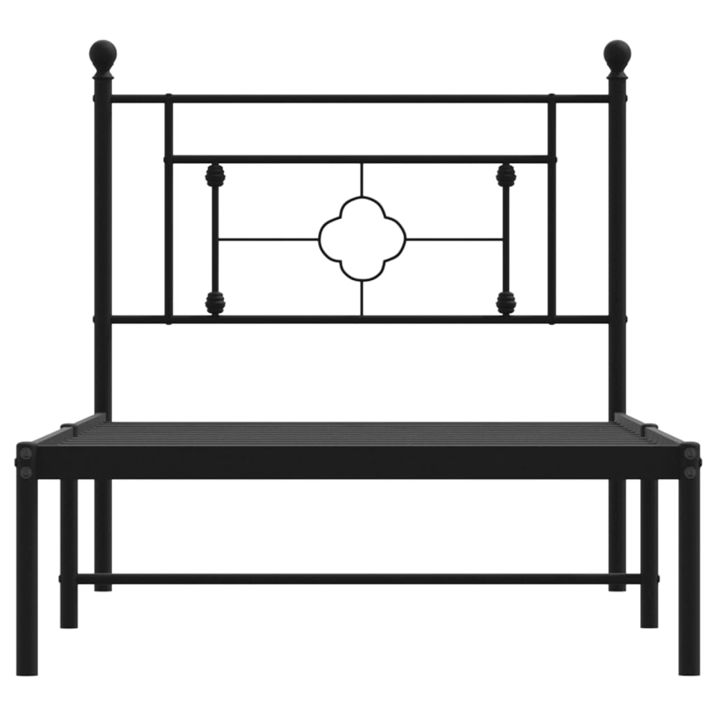 vidaXL Metal Bed Frame without Mattress with Headboard Black 100x190 cm