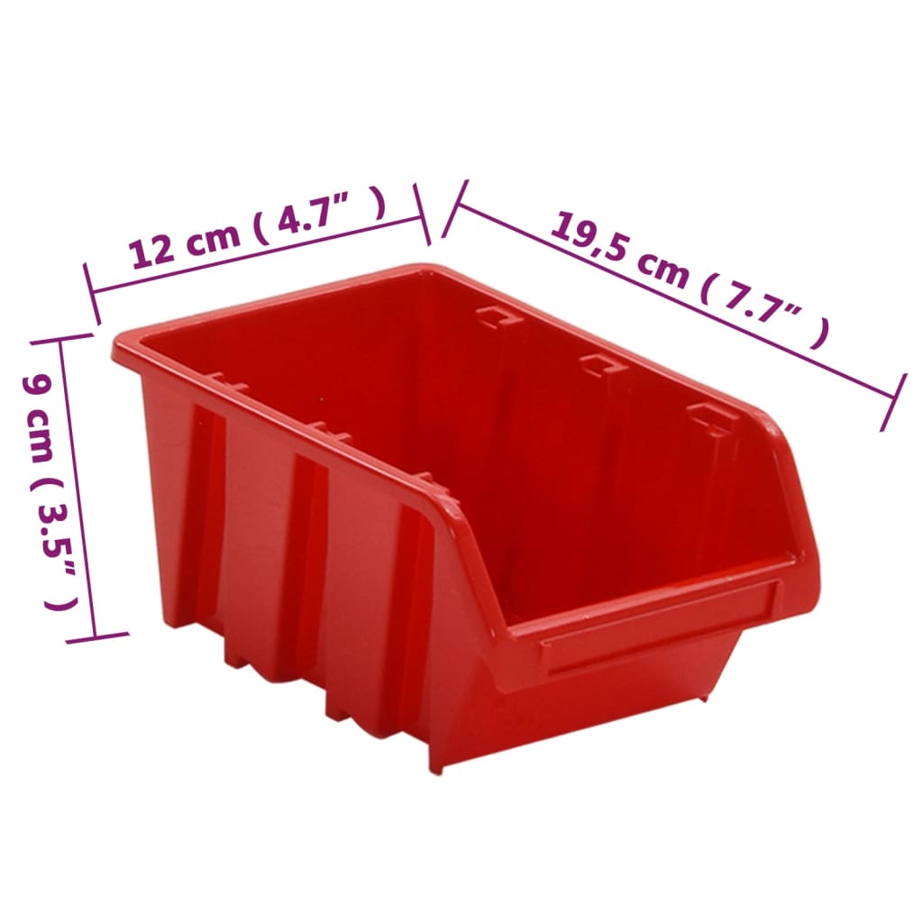 vidaXL 30 Piece Workshop Shelf Set Red and Black 77x39cm Polypropylene