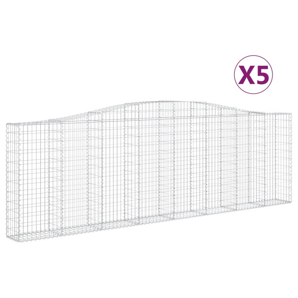 vidaXL Arched Gabion Baskets 5 pcs 400x30x120/140 cm Galvanised Iron