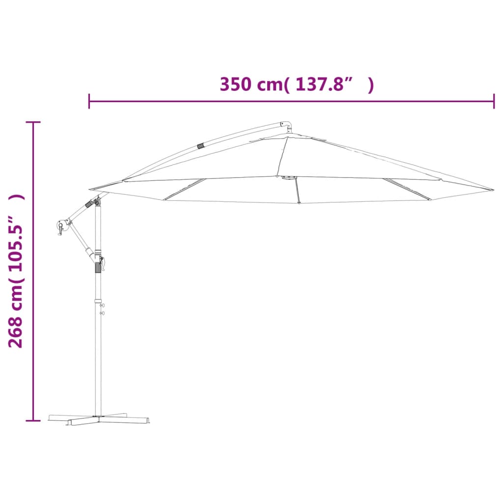 vidaXL Cantilever Garden Parasol with Aluminium Pole 350 cm Blue