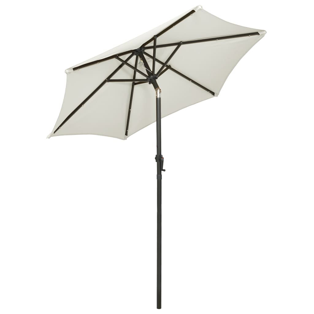 vidaXL Garden Parasol with LED Lights Sand 200x211 cm Aluminium