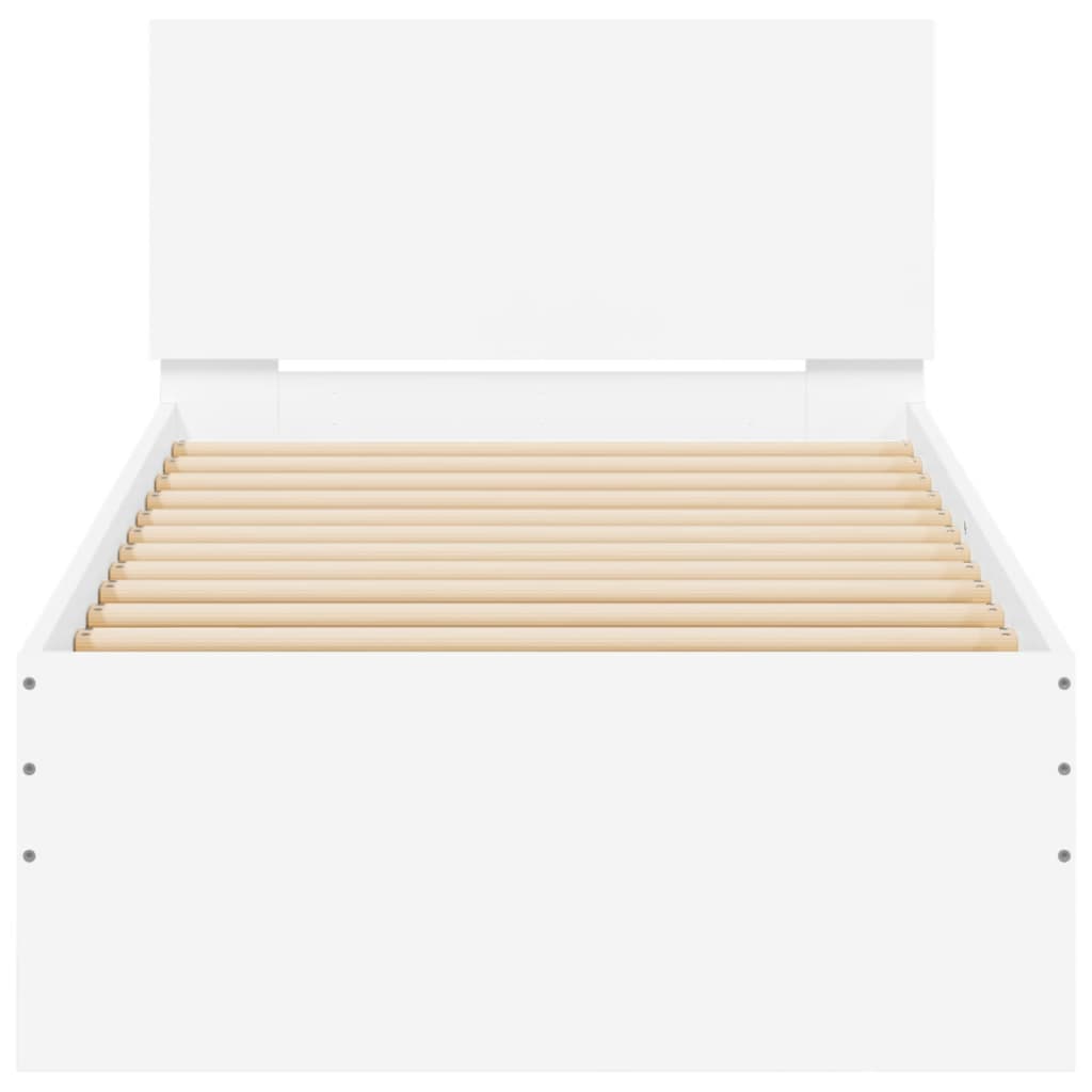 vidaXL Bed Frame with Headboard White 90x190 cm Single Engineered wood