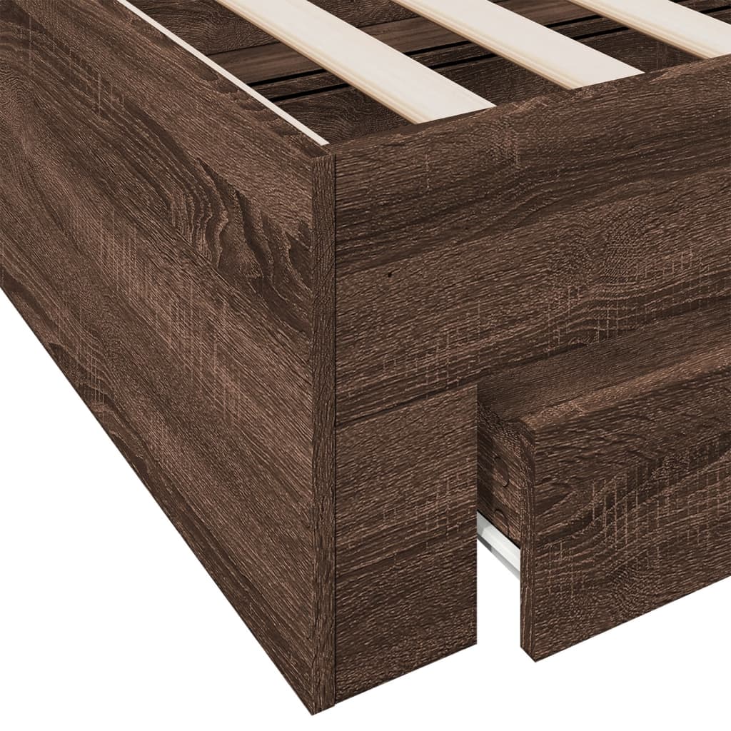 vidaXL Bed Frame with Drawers without Mattress Brown Oak 180x200 cm Super King