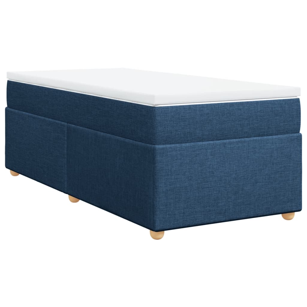 vidaXL Box Spring Bed with Mattress Blue 90x200 cm Fabric