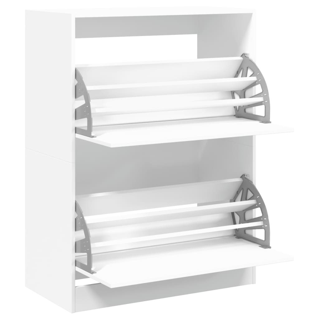 vidaXL Shoe Cabinet with 2 Flip-Drawers White 80x42x108 cm