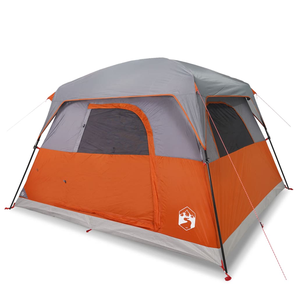 vidaXL Camping Tent Cabin 4-Person Orange Waterproof