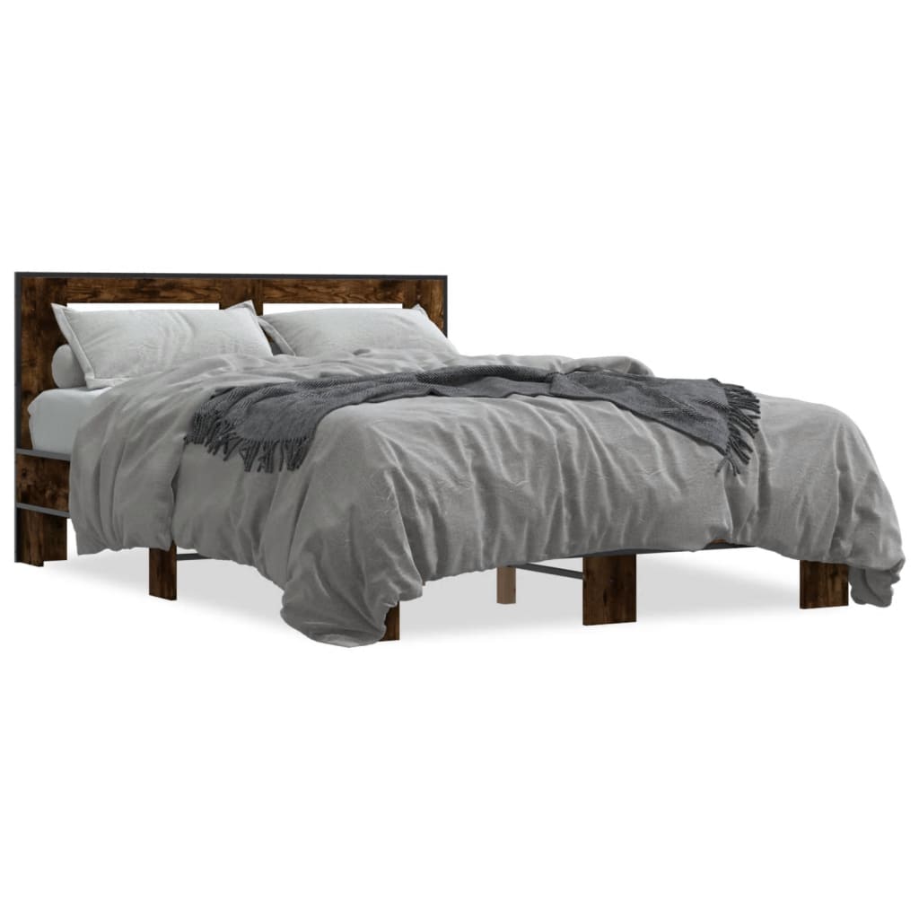 vidaXL Bed Frame without Mattress Smoked Oak 140x200 cm