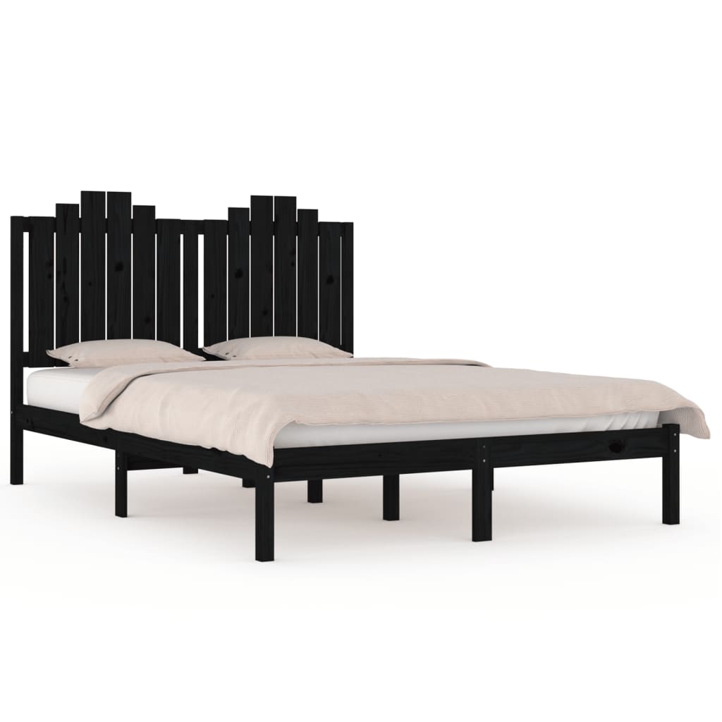 vidaXL Bed Frame without Mattress Black Solid Wood 120x200 cm (810016+818464)