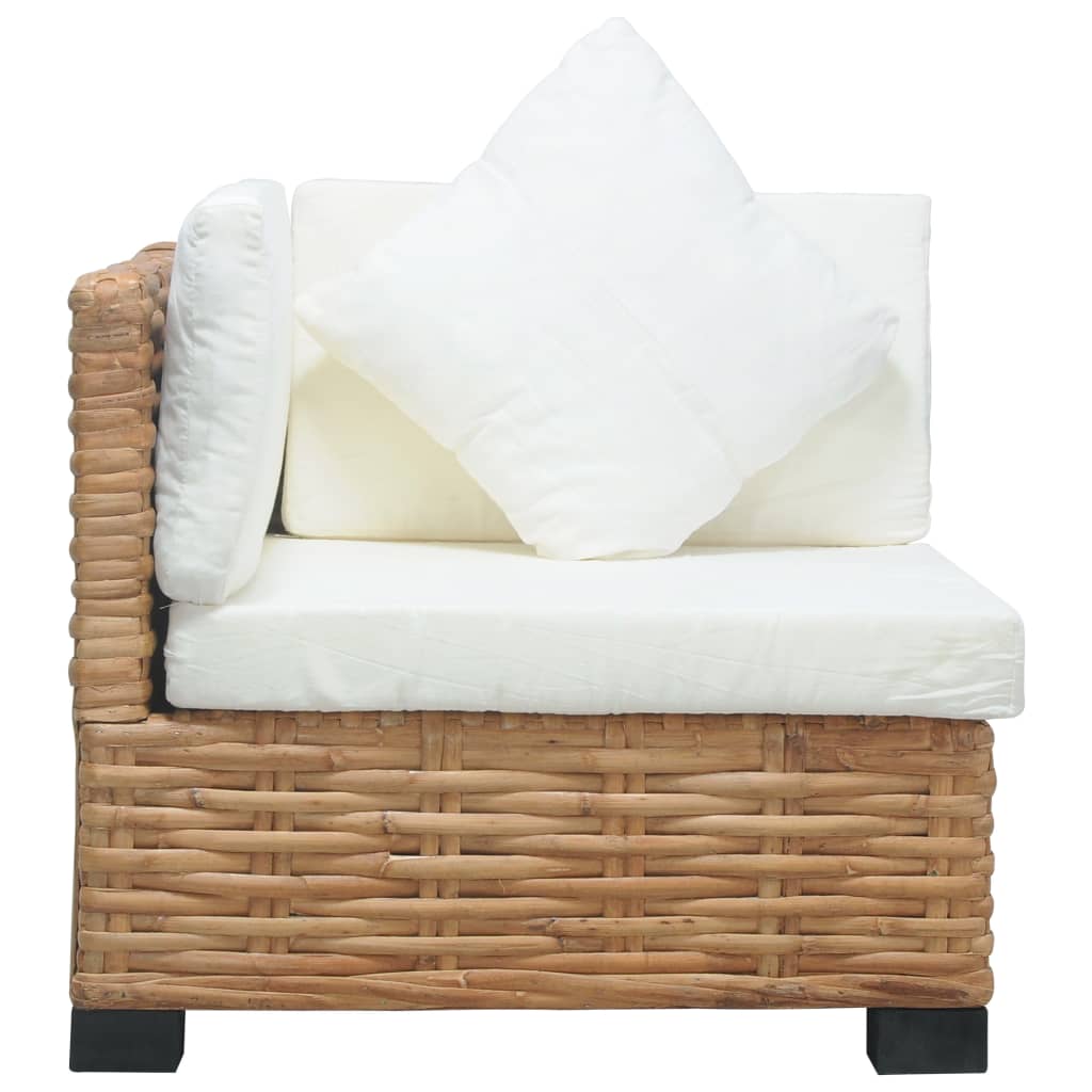 vidaXL Corner Sofa with Cushions Natural Rattan