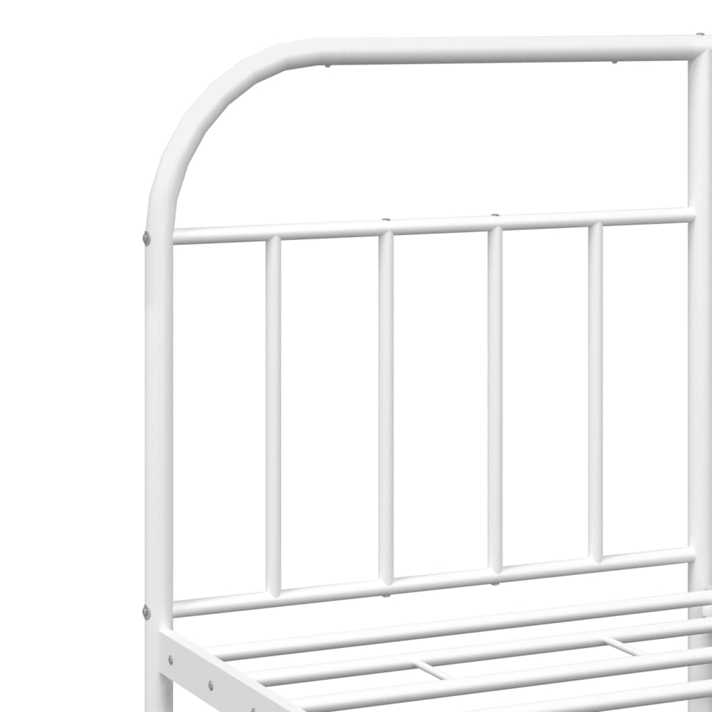 vidaXL Metal Bed Frame without Mattress with Headboard White 183x213 cm