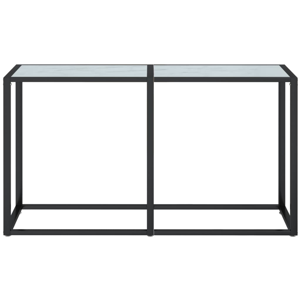 vidaXL Console Table White Marble 140x35x75.5cm Tempered Glass