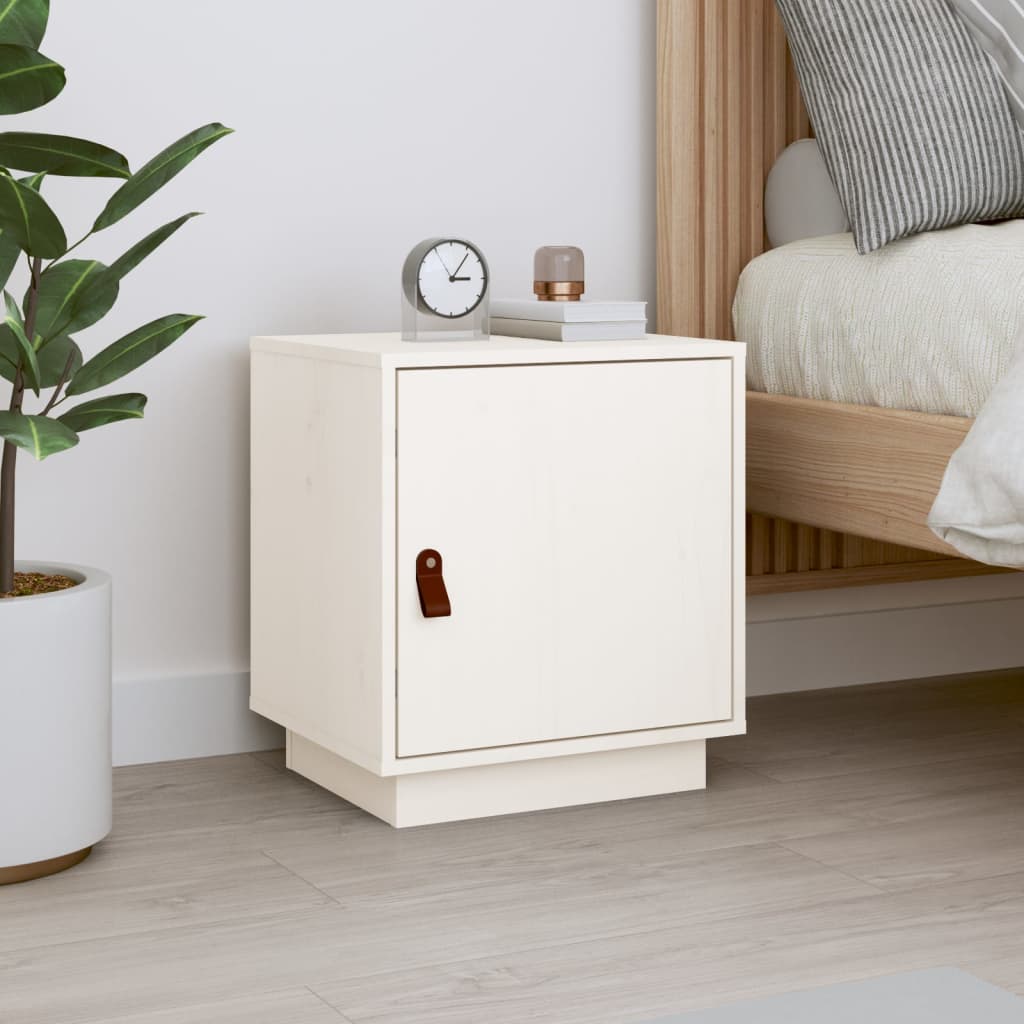 vidaXL Bedside Cabinet White 40x34x45 cm Solid Wood Pine