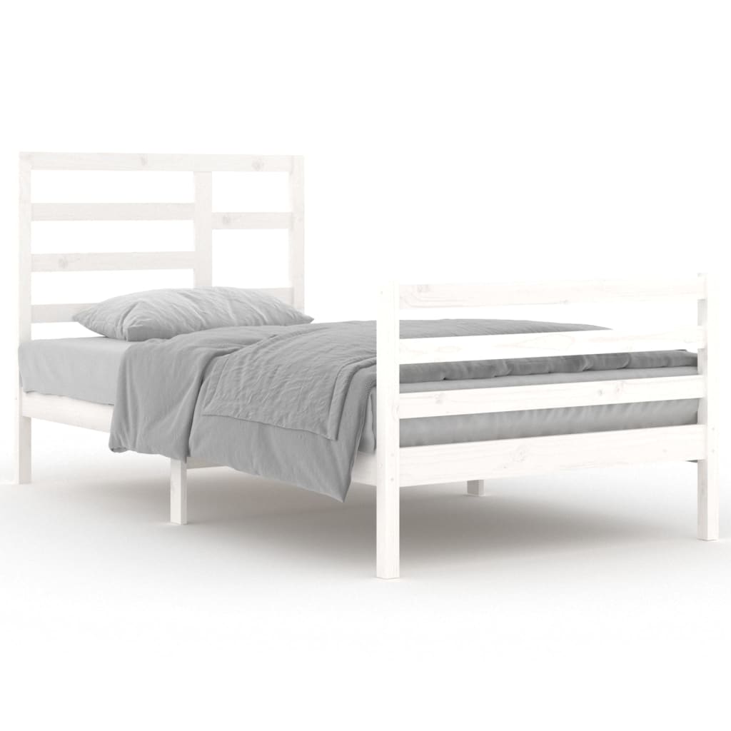 vidaXL Bed Frame without Mattress White Solid Wood 100x200 cm