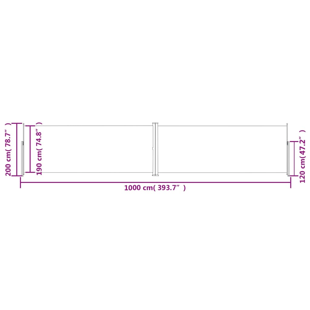 vidaXL Retractable Side Awning Red 200x1000 cm