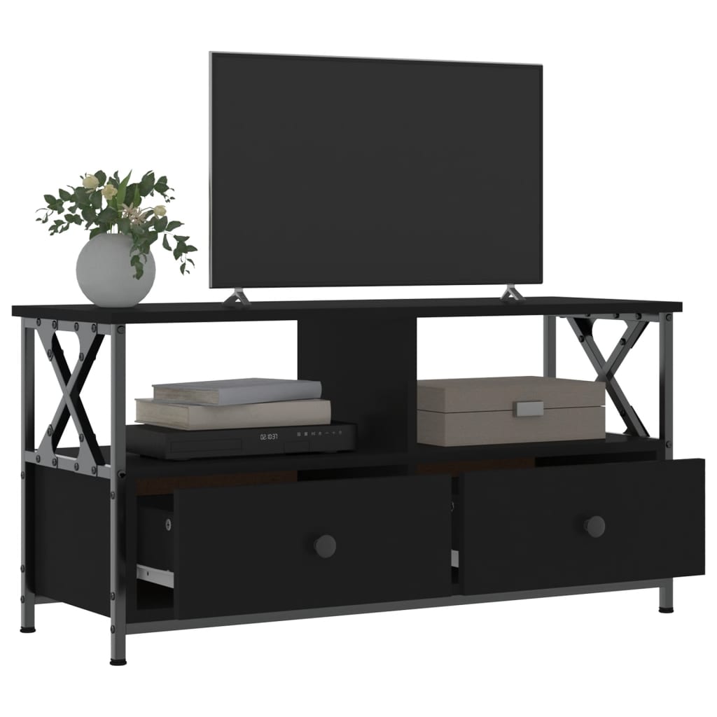 vidaXL TV Cabinet Black 90x33x45 cm Engineered Wood&Iron