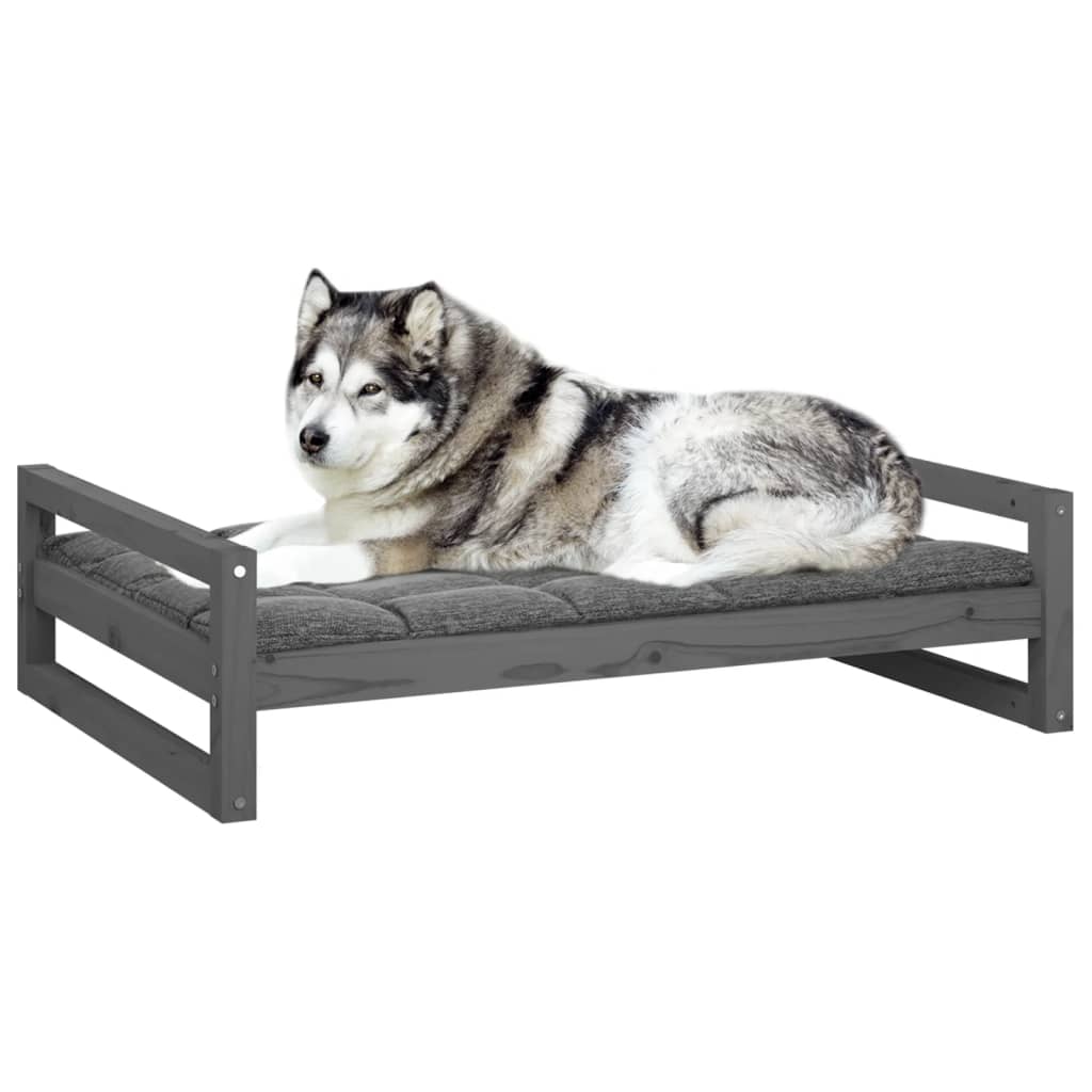 vidaXL Dog Bed Grey 105.5x75.5x28 cm Solid Pine Wood