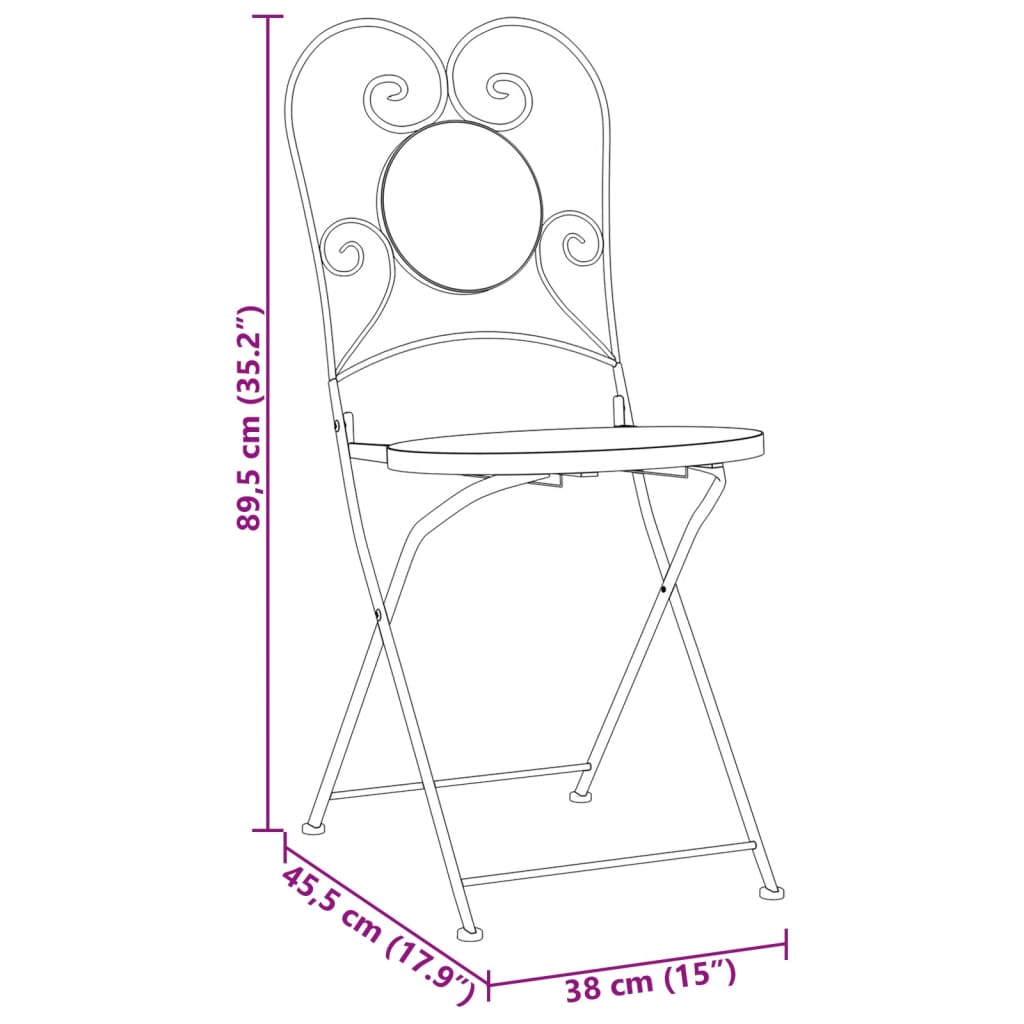 vidaXL Mosaic Bistro Set Terracotta and White Iron and Ceramic