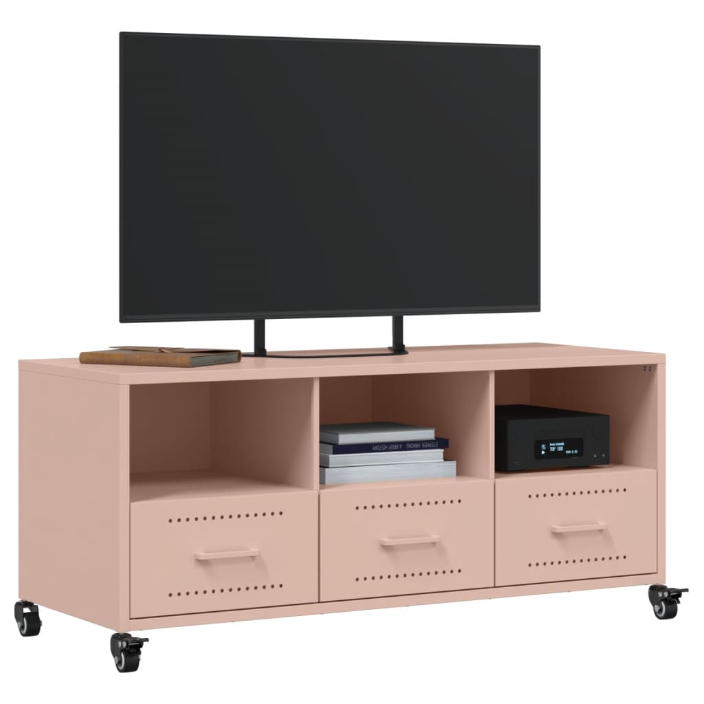 vidaXL TV Cabinet Pink 100.5x39x43.5 cm Steel