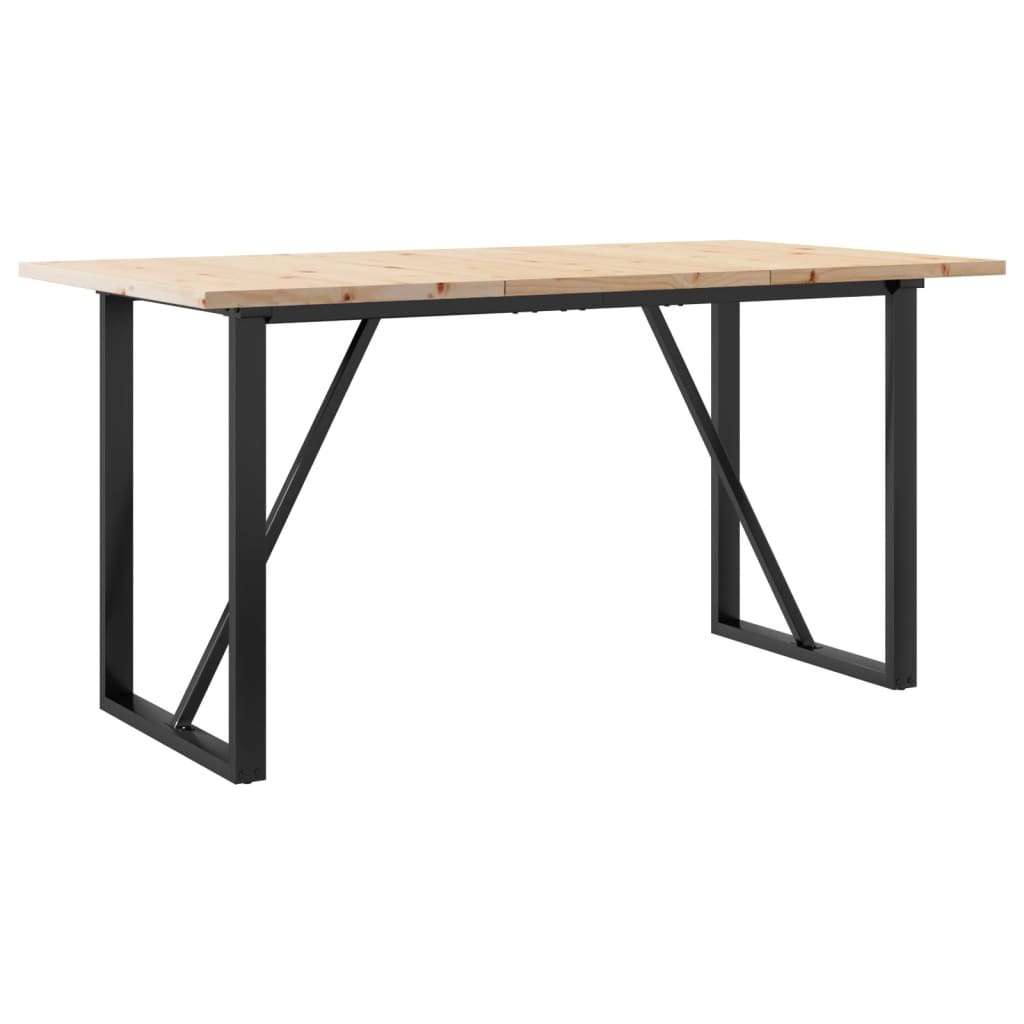 vidaXL Dining Table O-Frame 160x80x75.5 cm Solid Wood Pine and Cast Iron