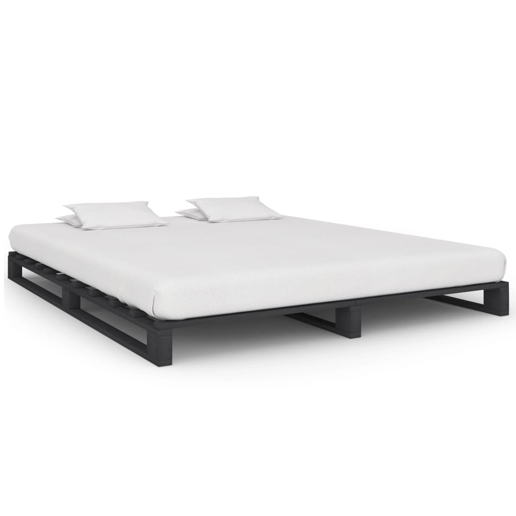 vidaXL Pallet Bed Frame without Mattress Grey 200x200 cm Solid Wood