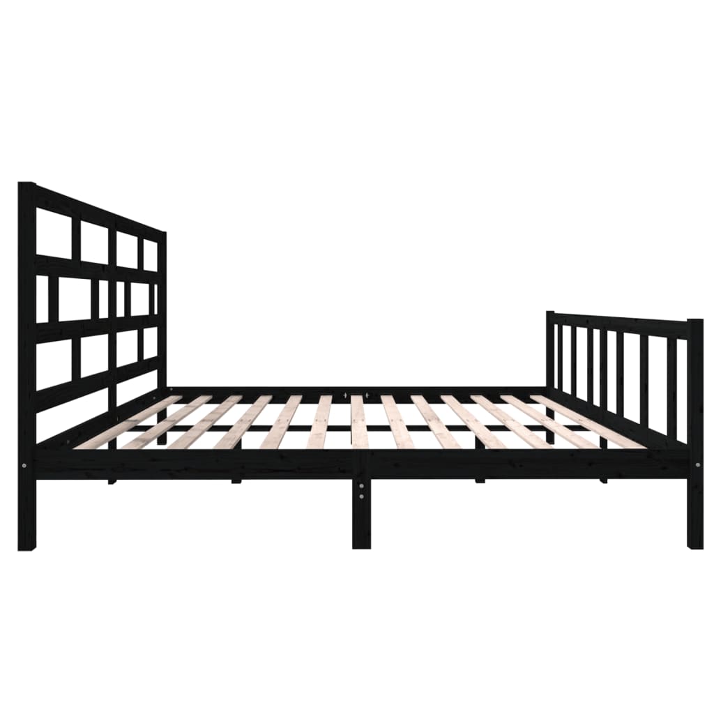 vidaXL Bed Frame without Mattress Black Solid Wood 200x200 cm (810106+814218)