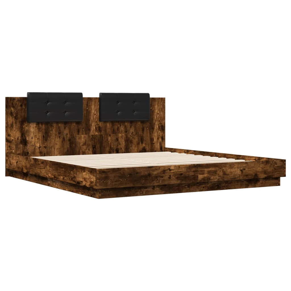 vidaXL Bed Frame without Mattress Smoked Oak 200x200 cm