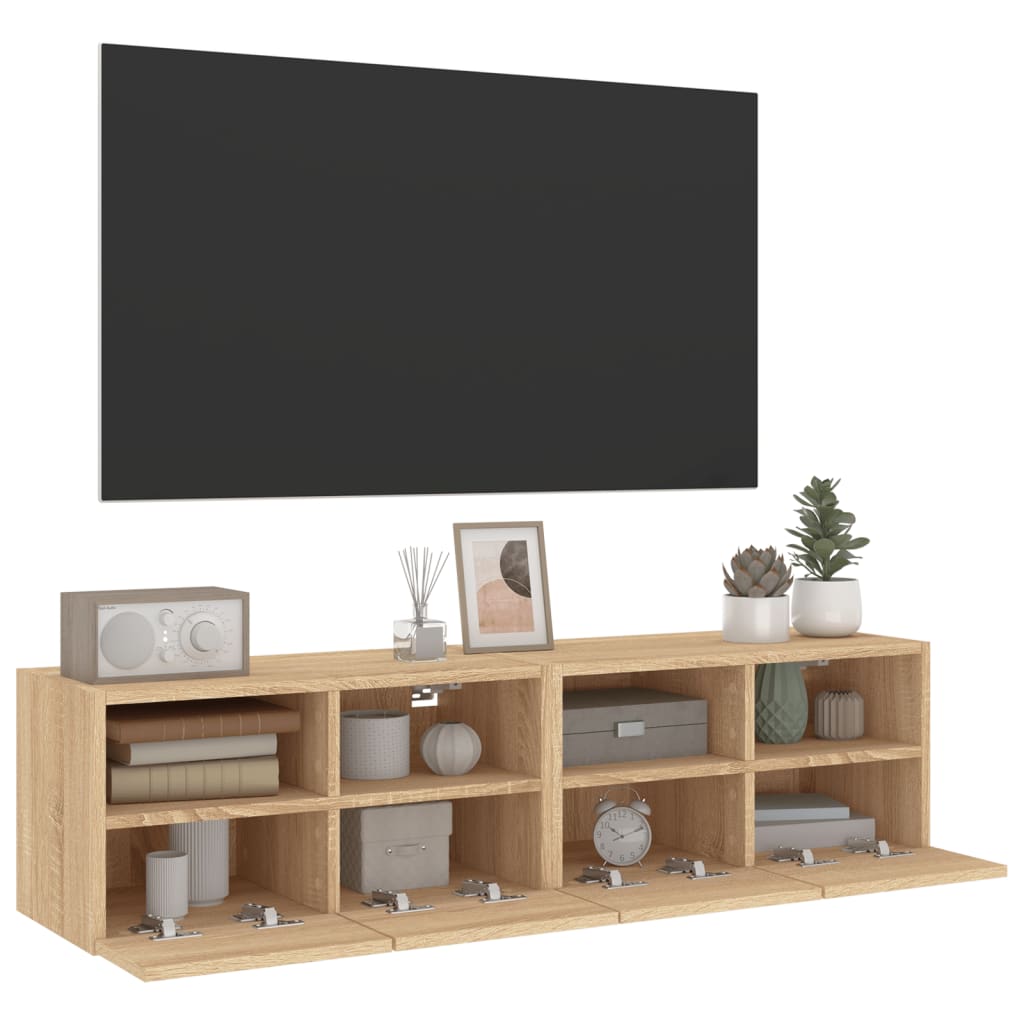 vidaXL TV Wall Cabinets 2 pcs Sonoma Oak 60x30x30 cm Engineered Wood