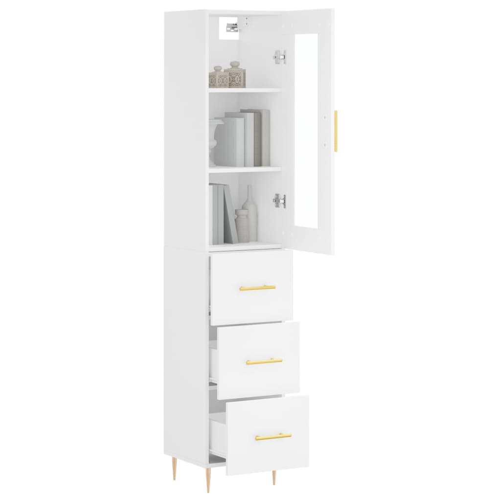 vidaXL Highboard White 34.5x34x180 cm Engineered Wood