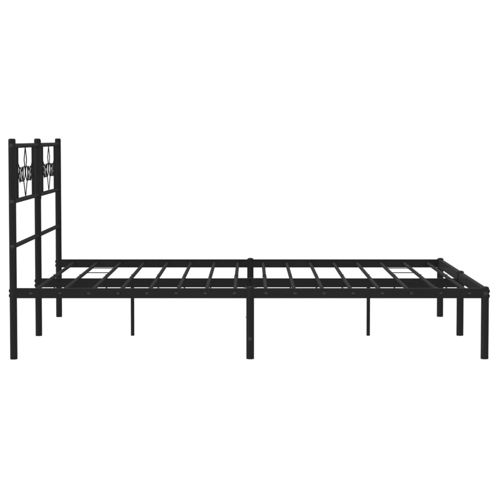 vidaXL Metal Bed Frame without Mattress with Headboard Black 135x190 cm Double