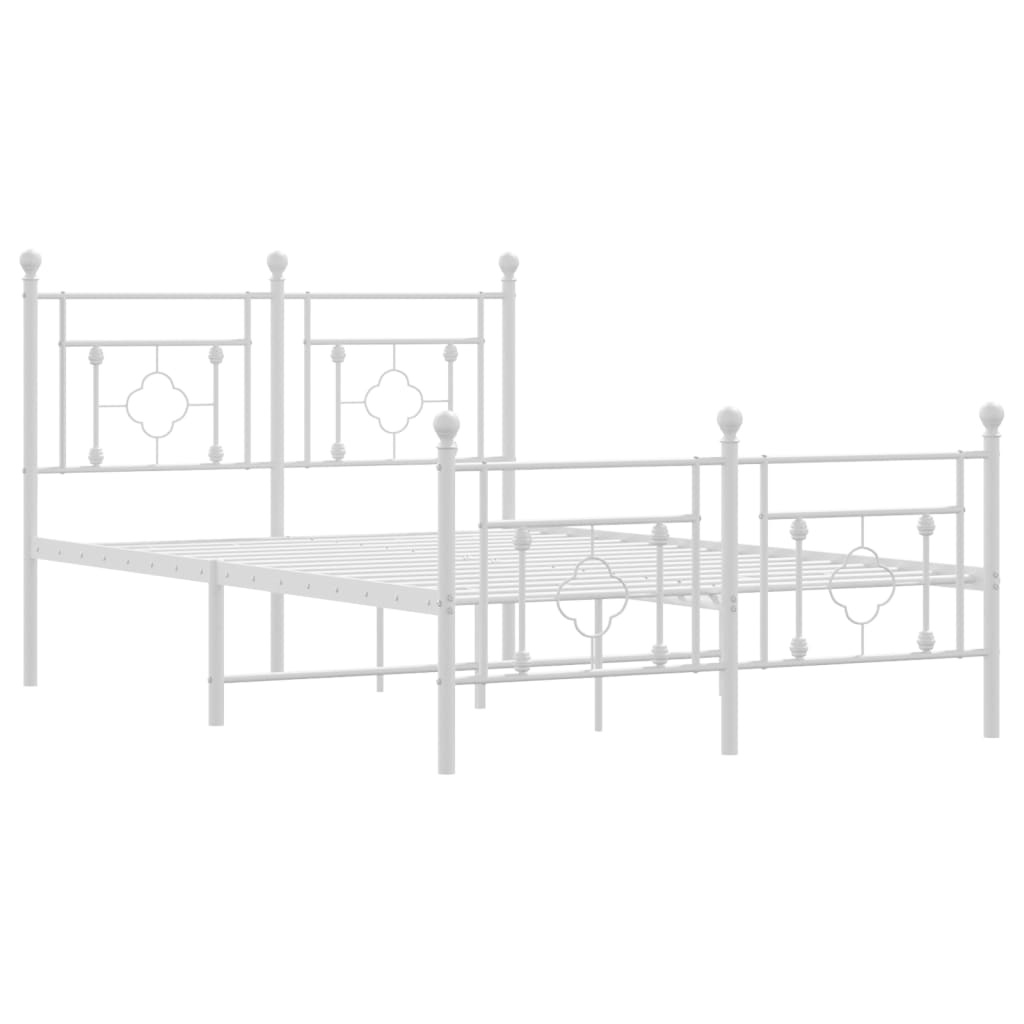 vidaXL Metal Bed Frame without Mattress with Footboard White 120x200 cm