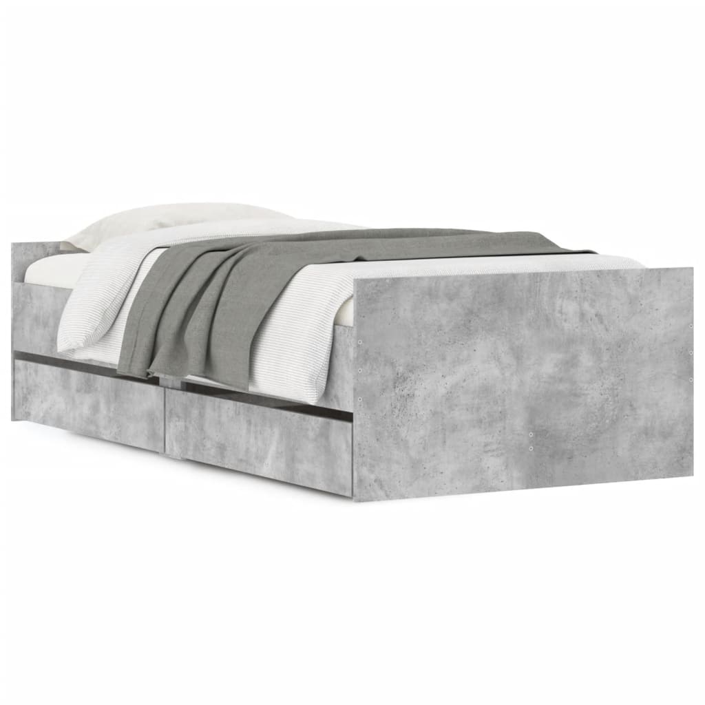 vidaXL Bed Frame without Mattress Concrete Grey 75x190 cm Small Single