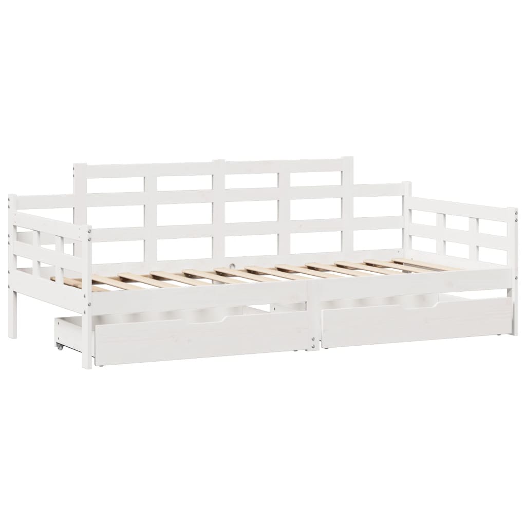 vidaXL Daybed with Drawers without Mattress White 80x200 cm Solid Wood