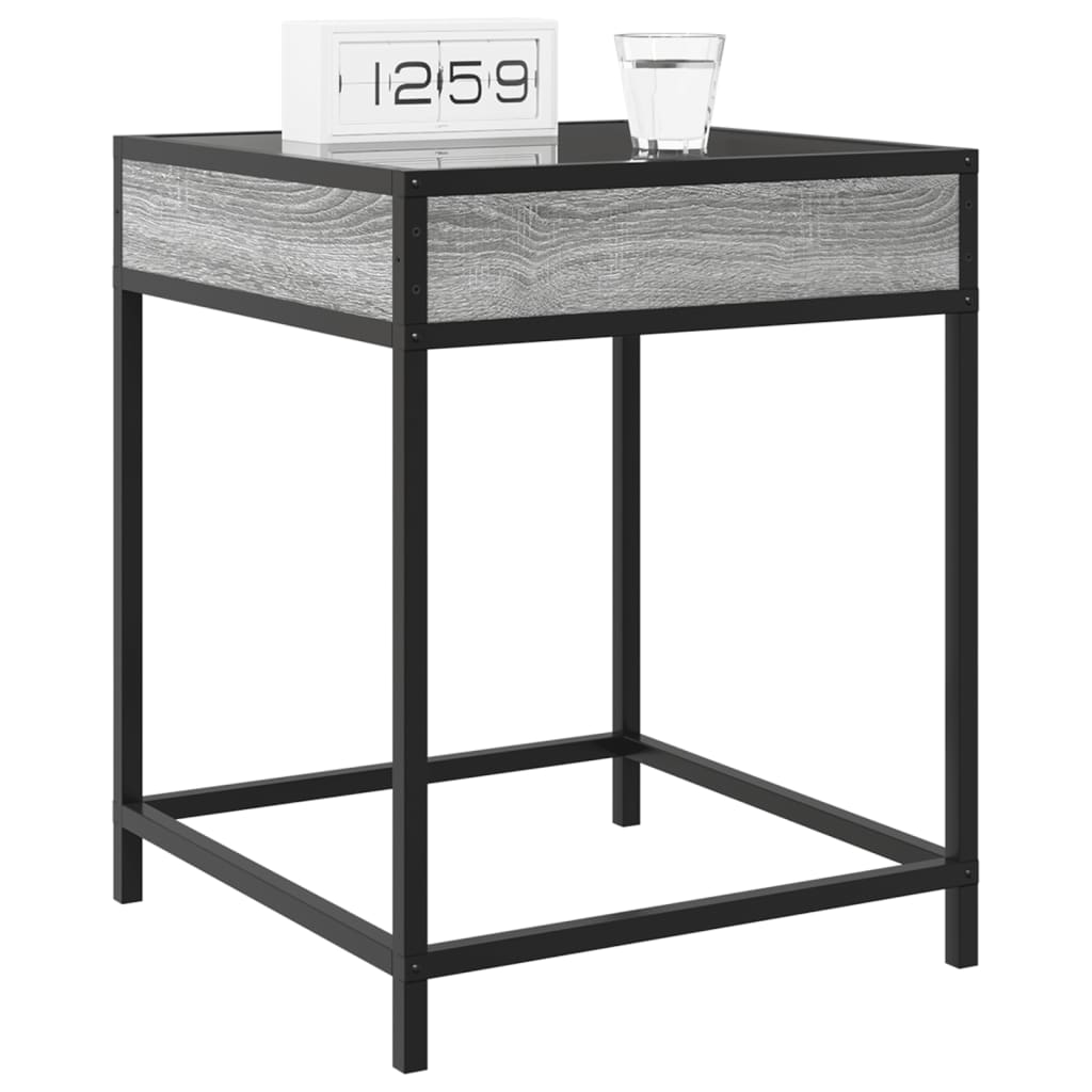 vidaXL Bedside Table with Infinity LED Grey Sonoma 40x40x51 cm