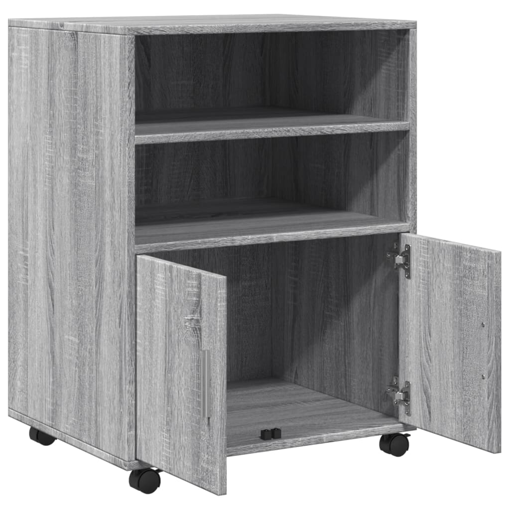 vidaXL Rolling Cabinet Grey Sonoma 60x48x81 cm Engineered Wood