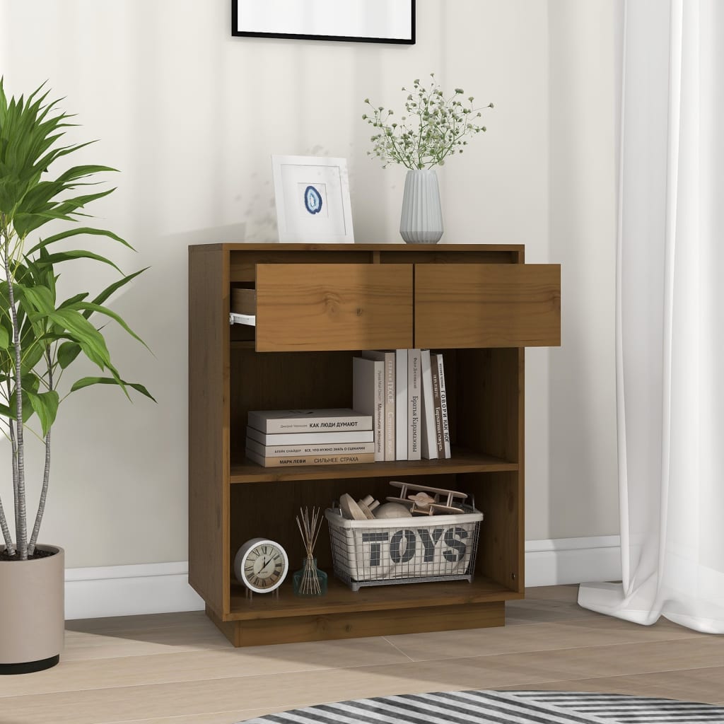 vidaXL Console Cabinet Honey Brown 60x34x75 cm Solid Wood Pine