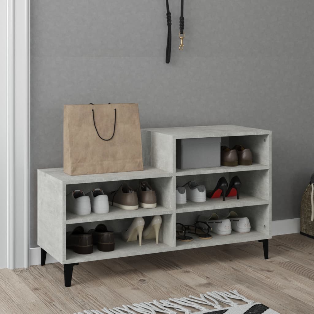 vidaXL Shoe Cabinet Concrete Grey 102x36x60 cm Engineered Wood