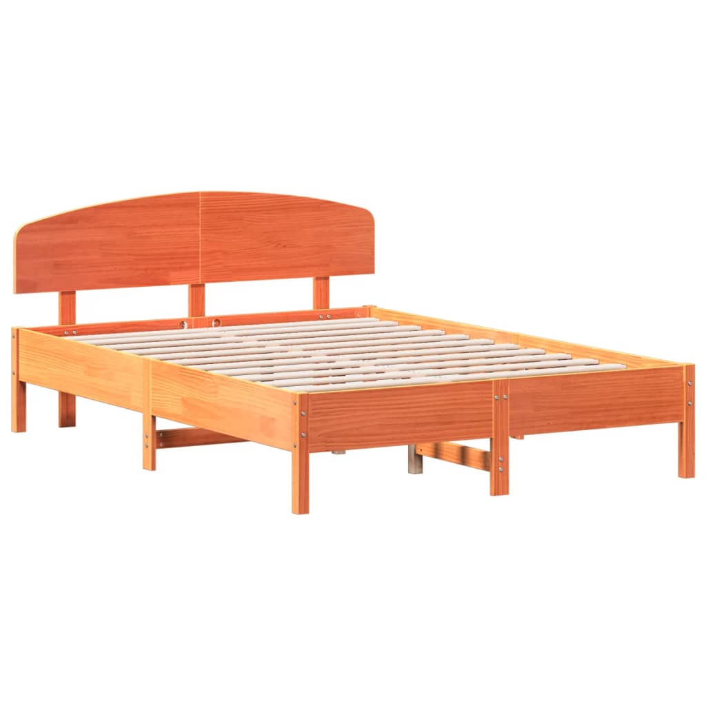 vidaXL Bed Frame without Mattress Wax Brown 160x200 cm Solid Wood Pine