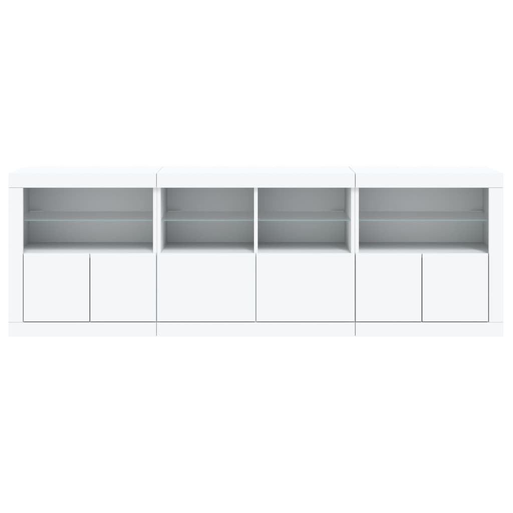 vidaXL Sideboard with LED Lights White 202x37x67 cm