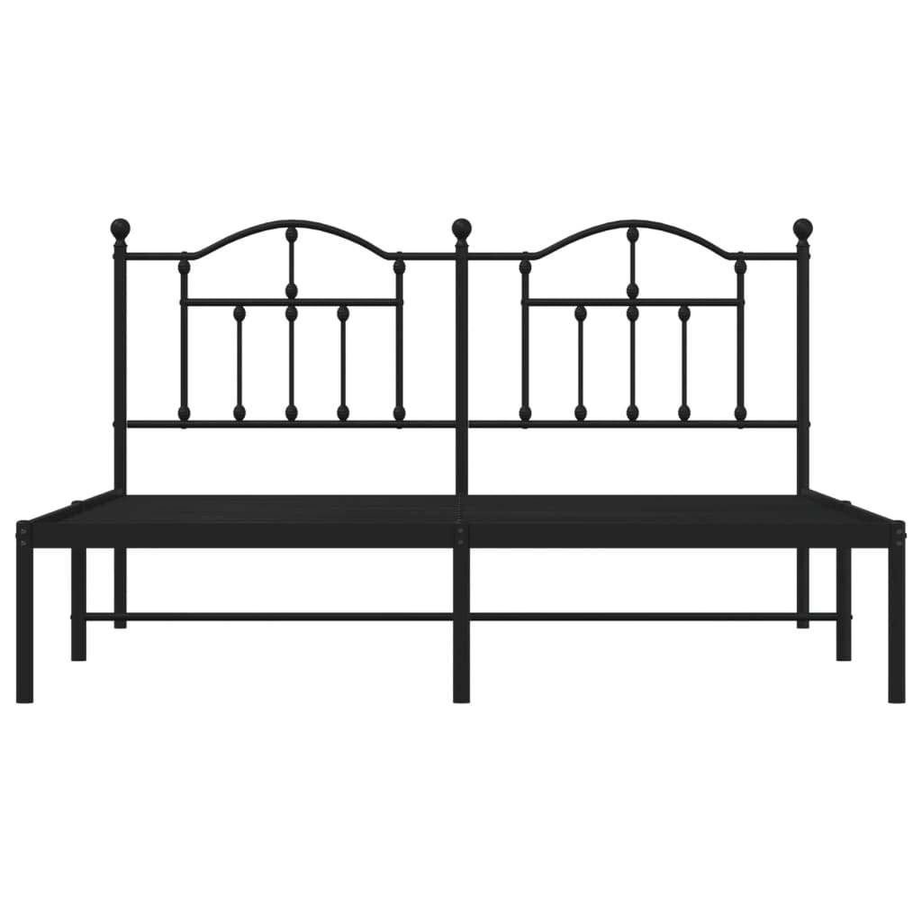 vidaXL Metal Bed Frame without Mattress with Headboard Black 183x213 cm