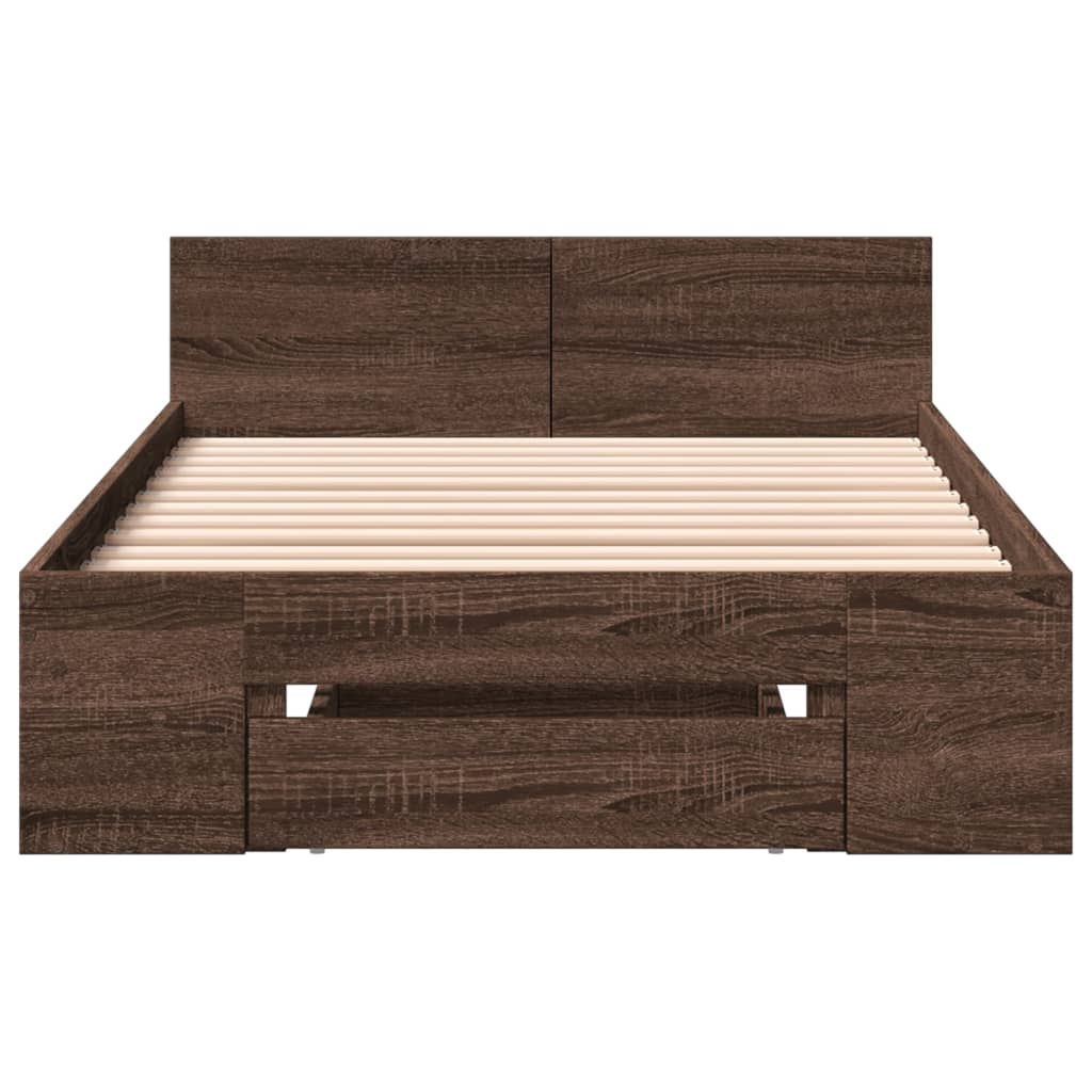 vidaXL Bed Frame with Drawer without Mattress Brown Oak 75x190 cm Small Single