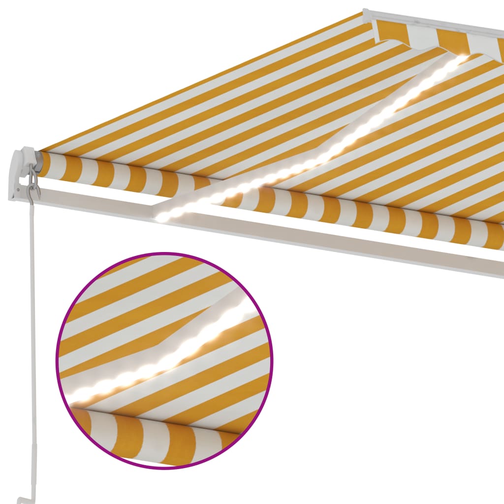 vidaXL Manual Retractable Awning with LED 600x300 cm Yellow and White