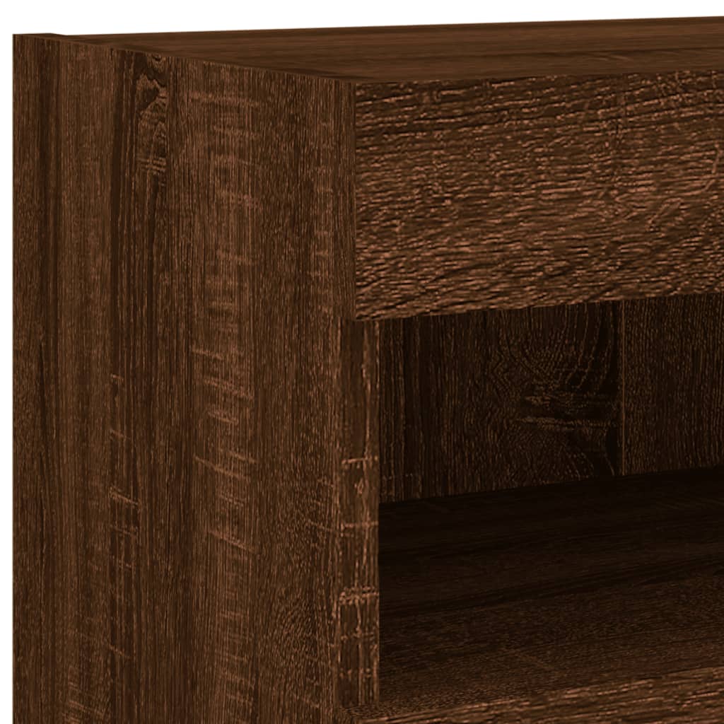 vidaXL 7 Piece TV Wall Cabinet Set with LED Lights Brown Oak