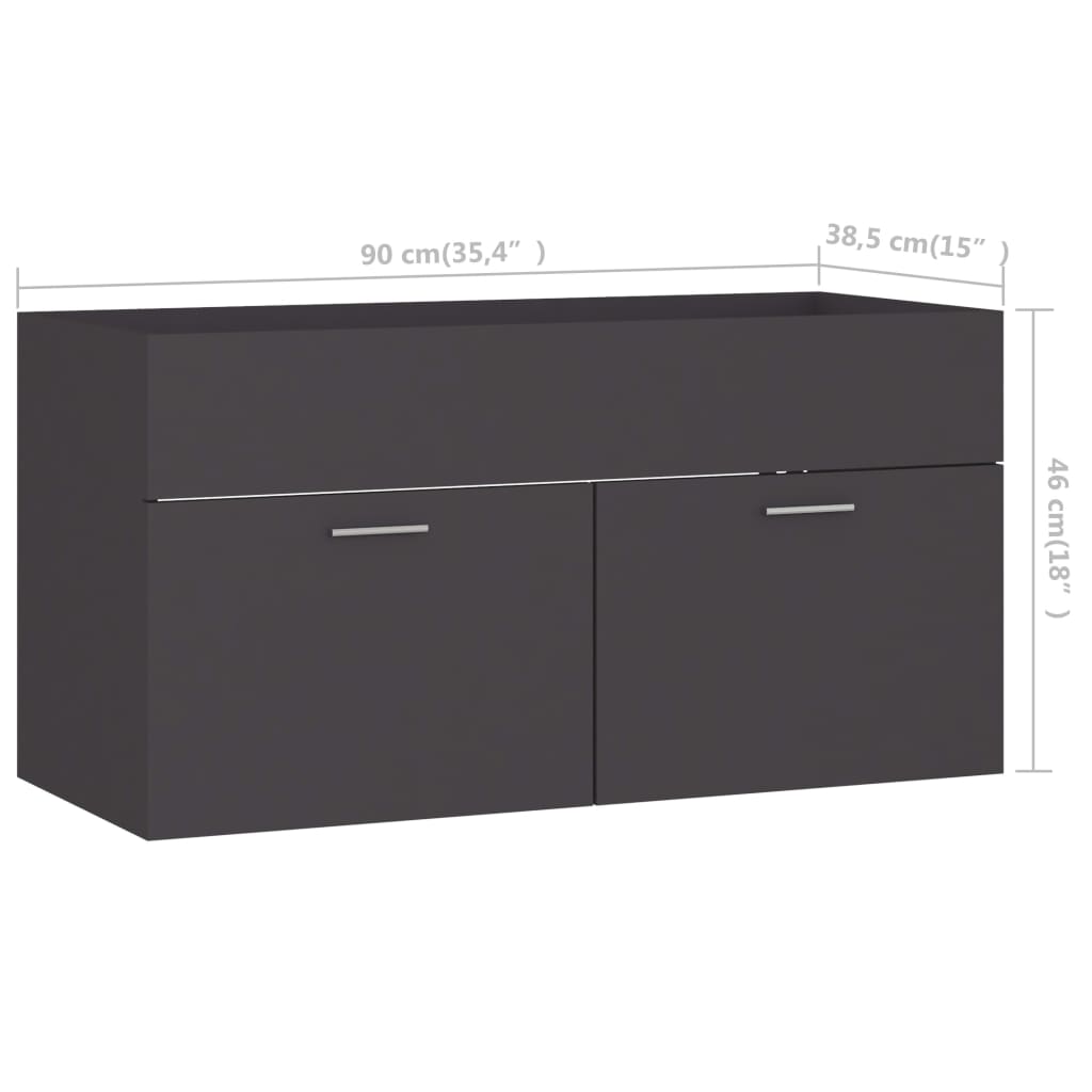 vidaXL 2 Piece Bathroom Furniture Set Grey Engineered Wood