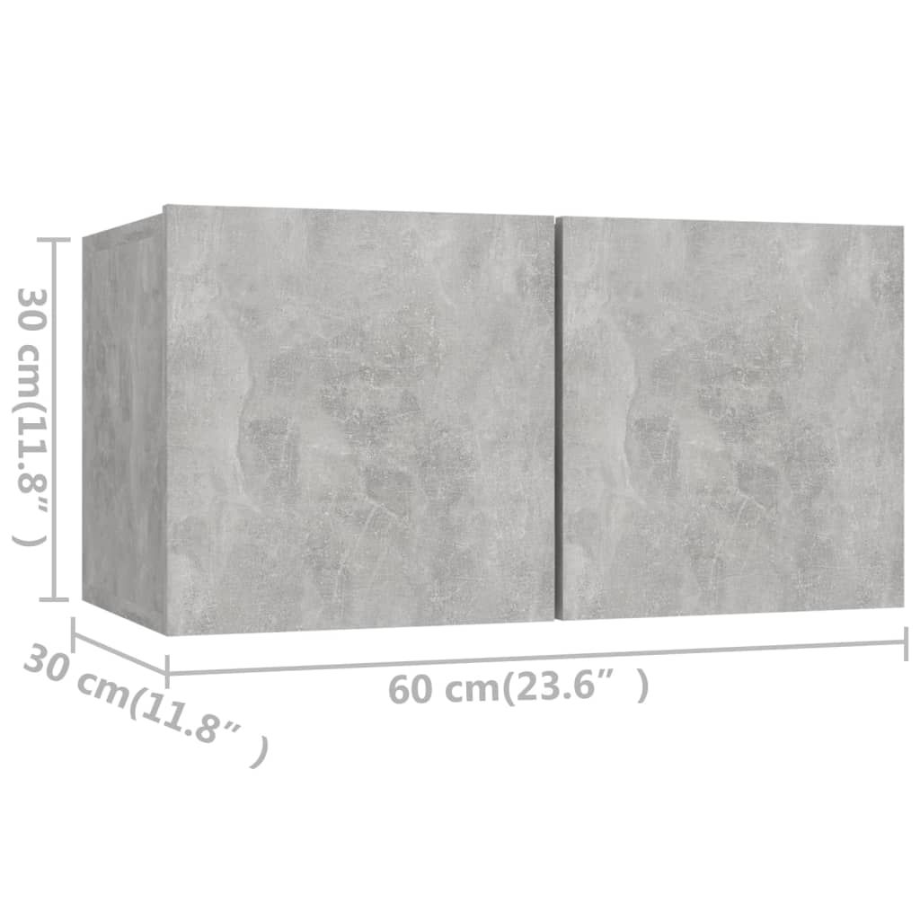 vidaXL 8 Piece TV Cabinet Set Concrete Grey Engineered Wood