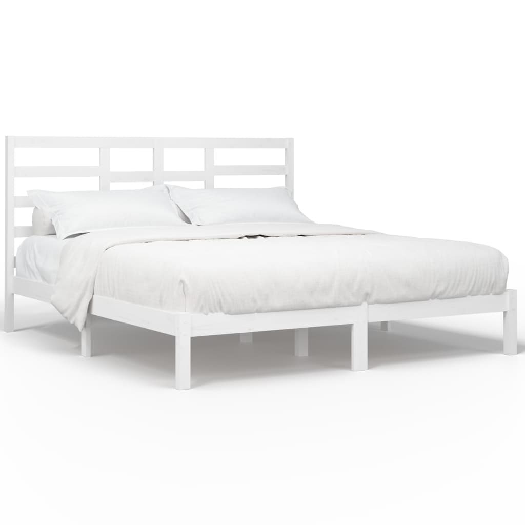 vidaXL Bed Frame without Mattress White Solid Wood 200x200 cm