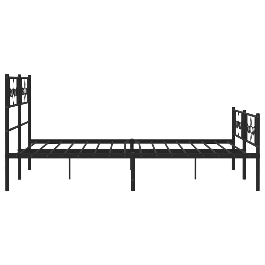 vidaXL Metal Bed Frame without Mattress with Footboard Black 140x190 cm