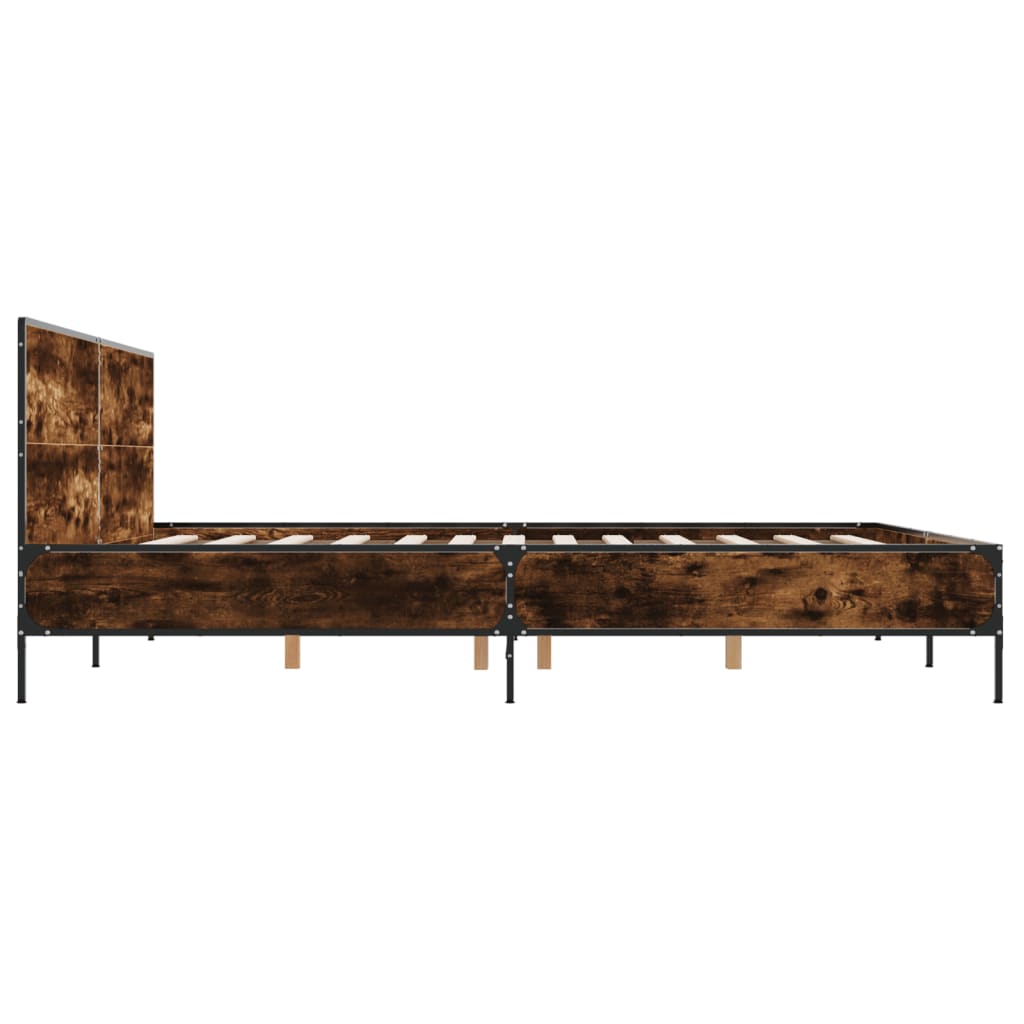 vidaXL Bed Frame without Mattress Smoked Oak 180x200 cm Super King