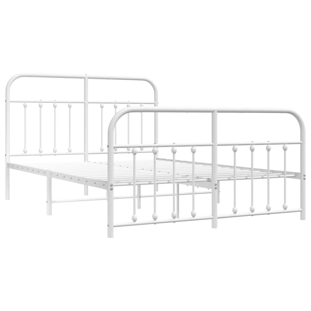 vidaXL Metal Bed Frame without Mattress with Footboard White 150x200 cm King Size