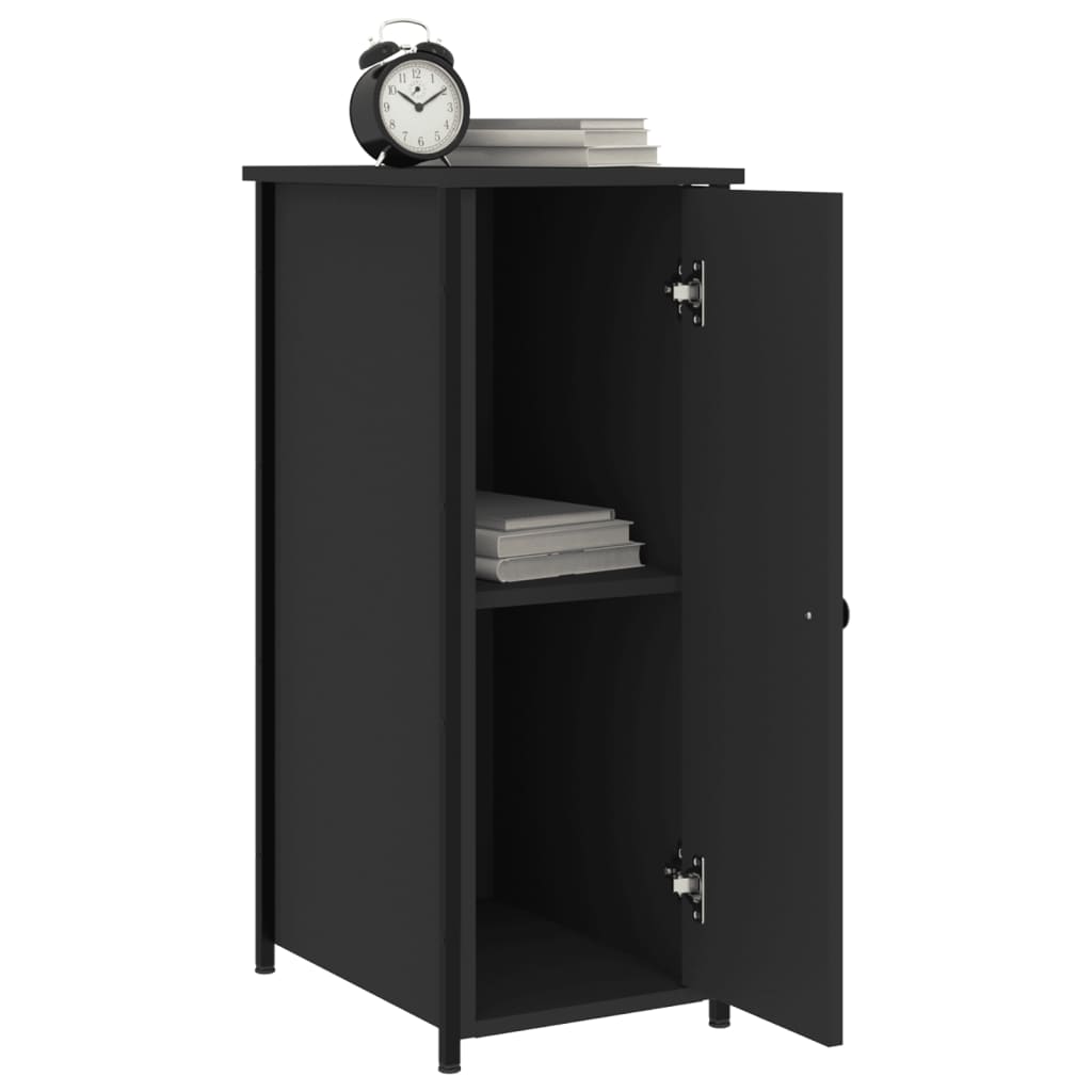 vidaXL Bedside Cabinet Black 32x42x80 cm Engineered Wood