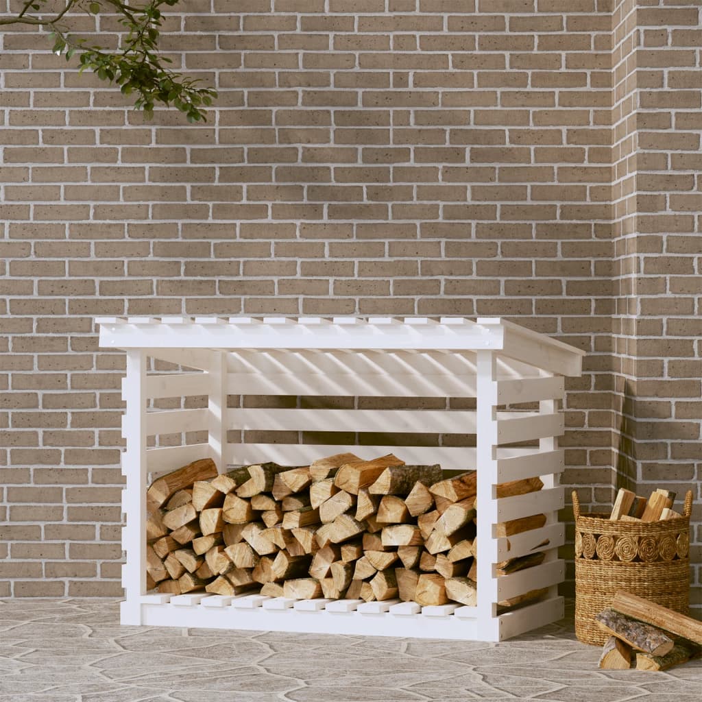 vidaXL Firewood Rack White 108x73x79 cm Solid Wood Pine